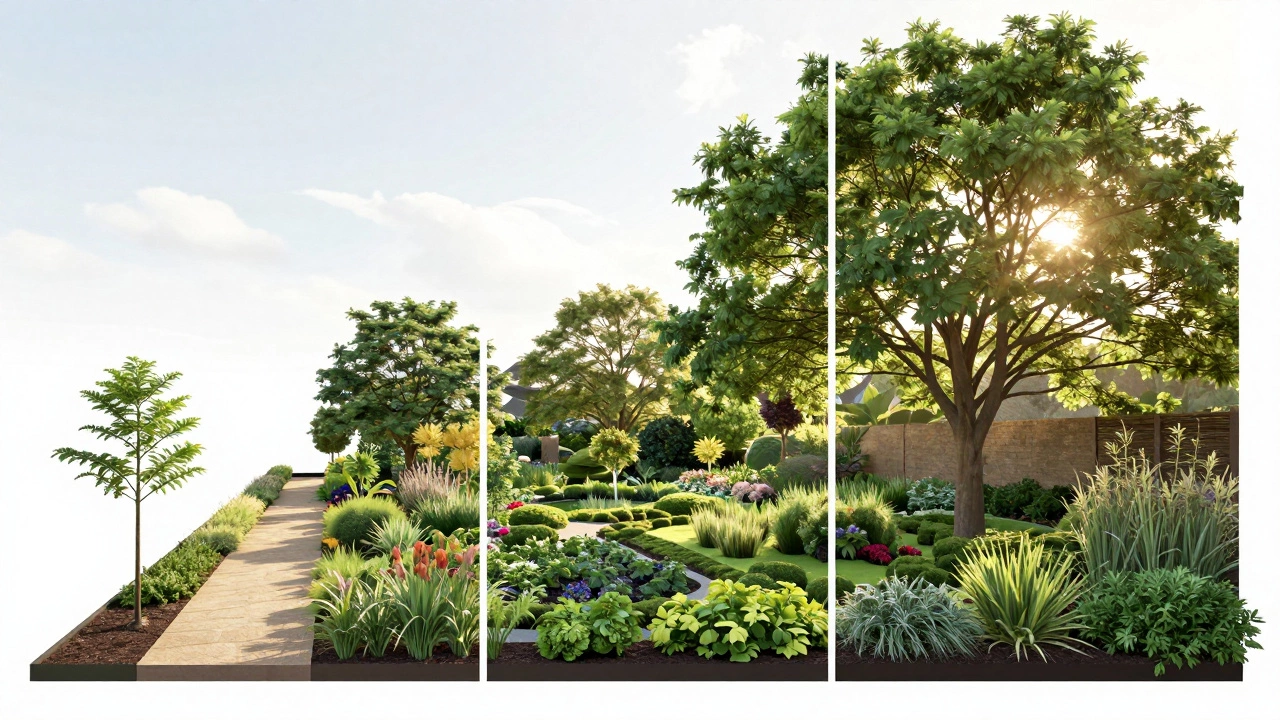 Визуализация роста садовых растений от посадки до зрелого состояния